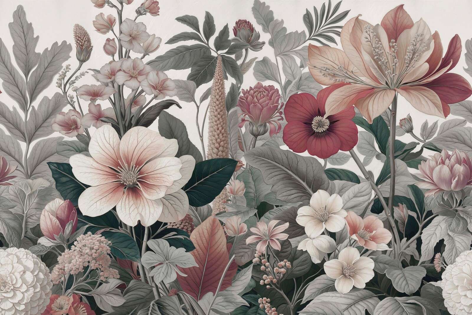 Kunstneriske blomster i bløde jordfarver