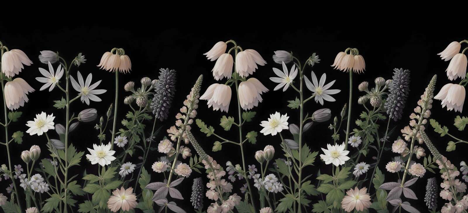 Mørke markblomster med pastelflor