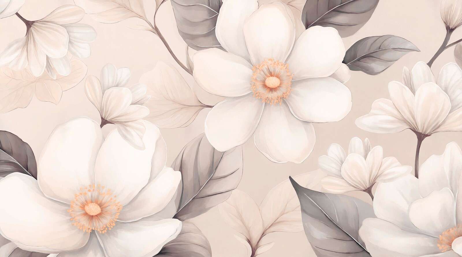 Bløde magnoliablomster i creme