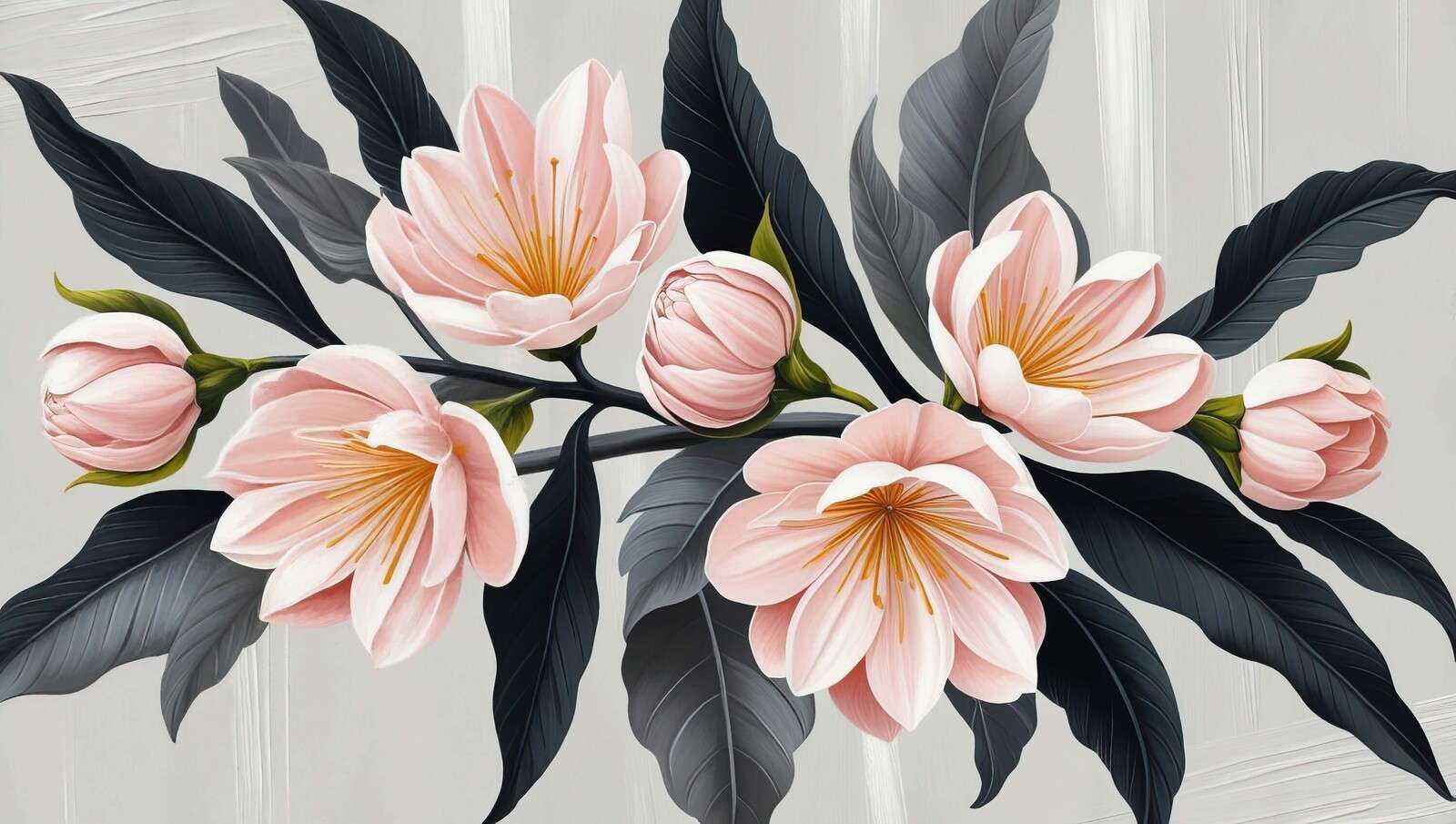Rosa magnoliablomster med mørke blade