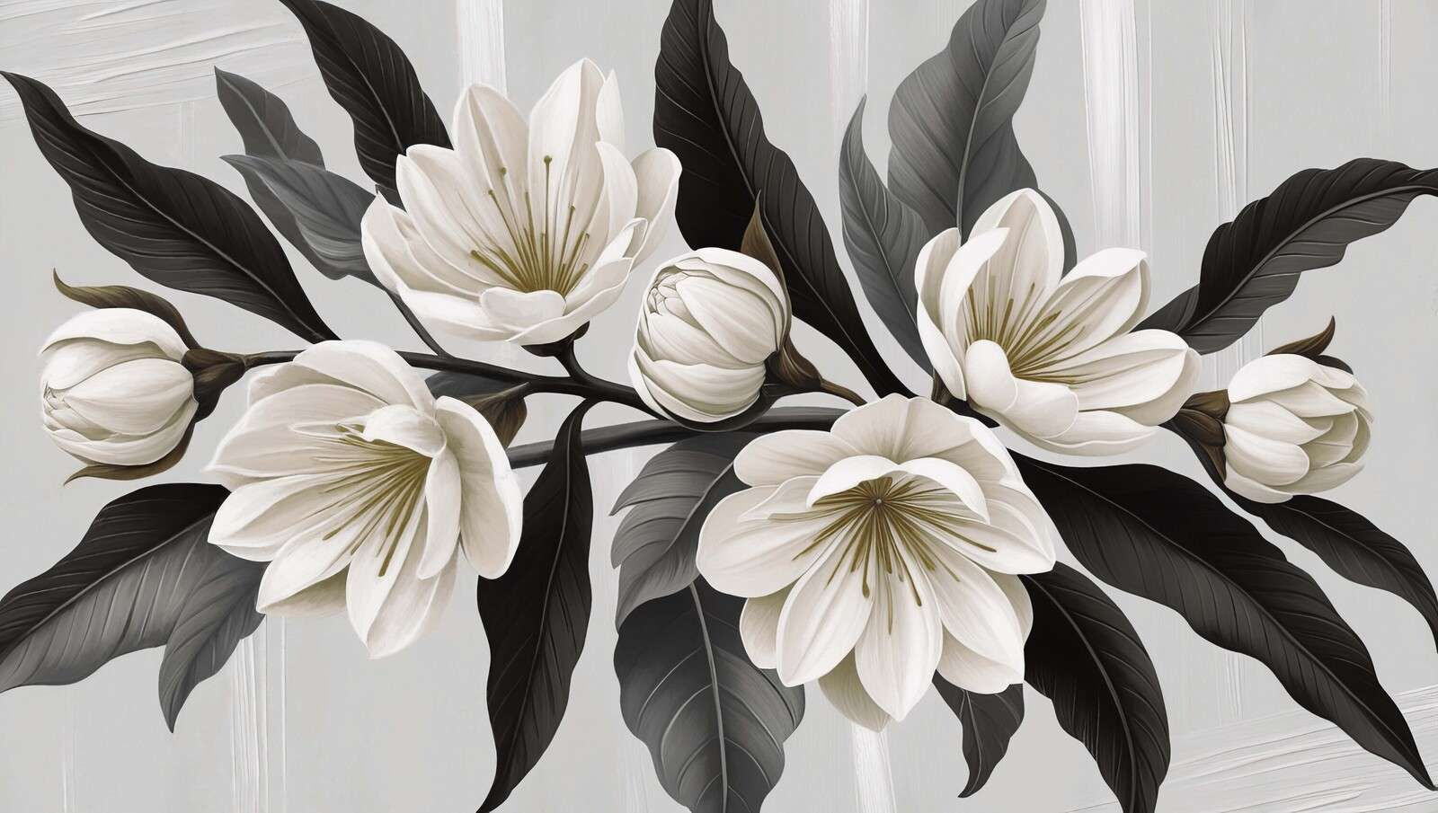 Vita magnoliablommor med mörka blad