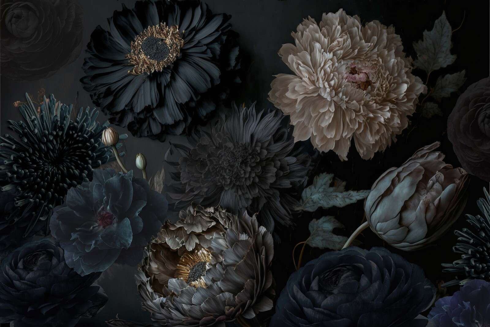 Mørke stemningsfulle blomster rep