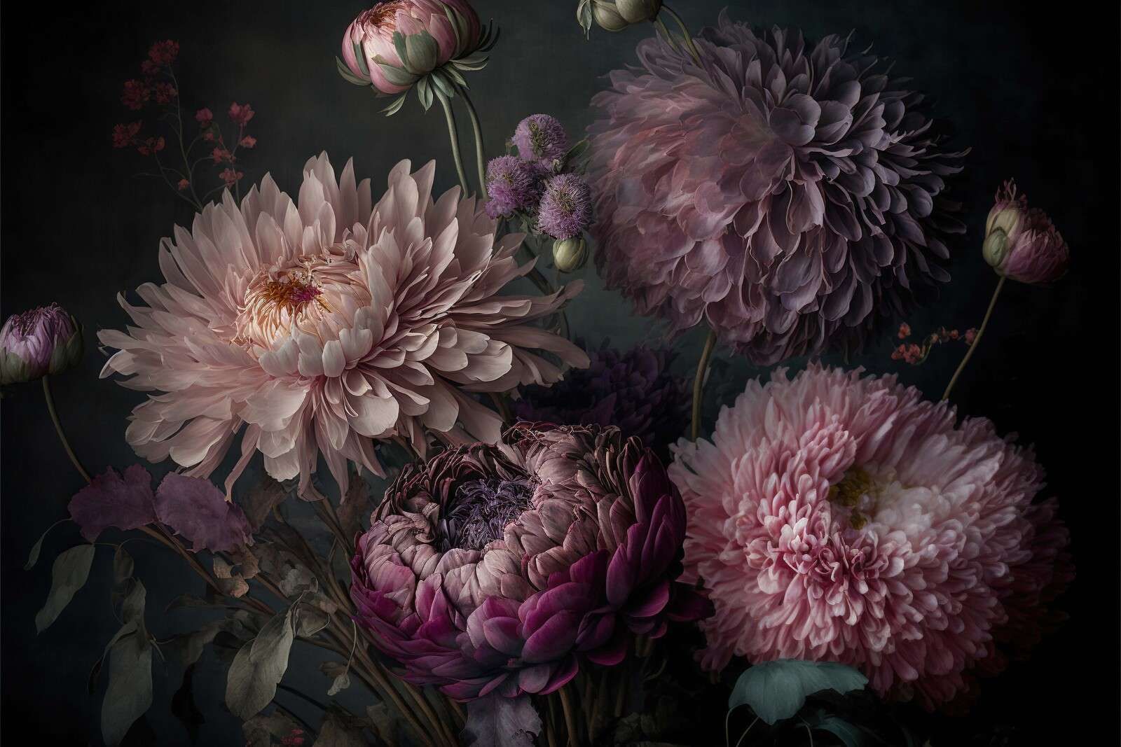 Stämningsfulla blommor puderrosa