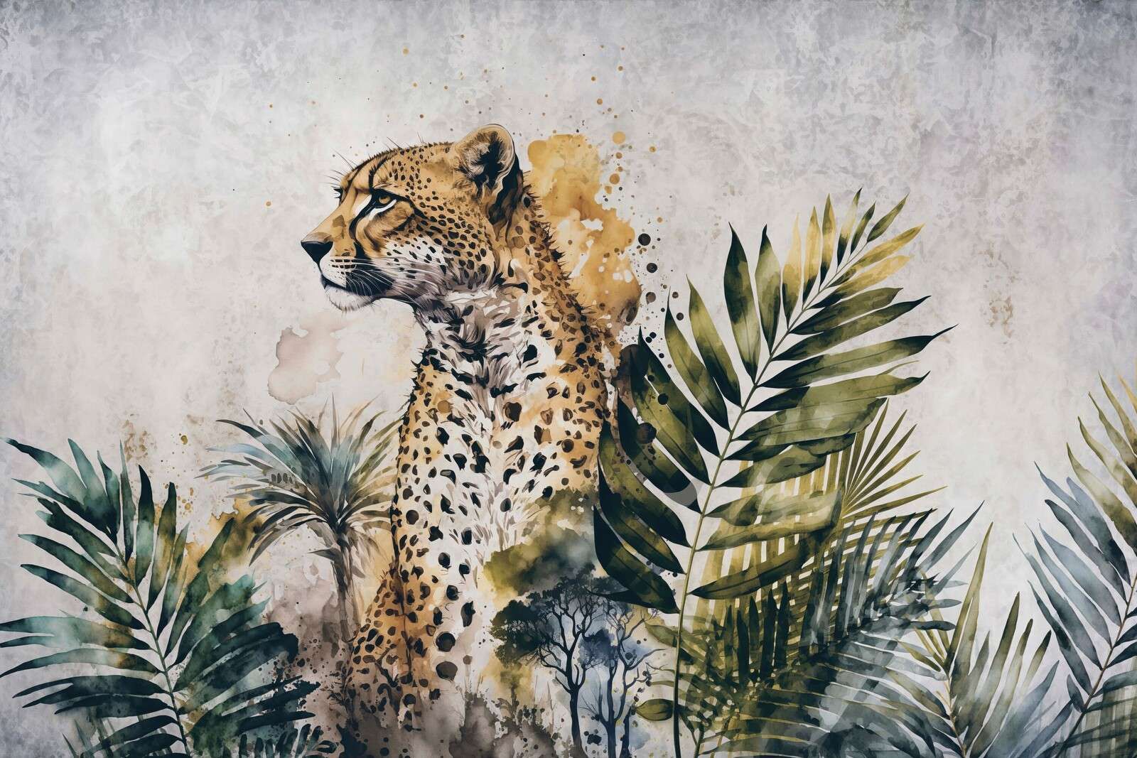 Maleri av gepard i jungelen