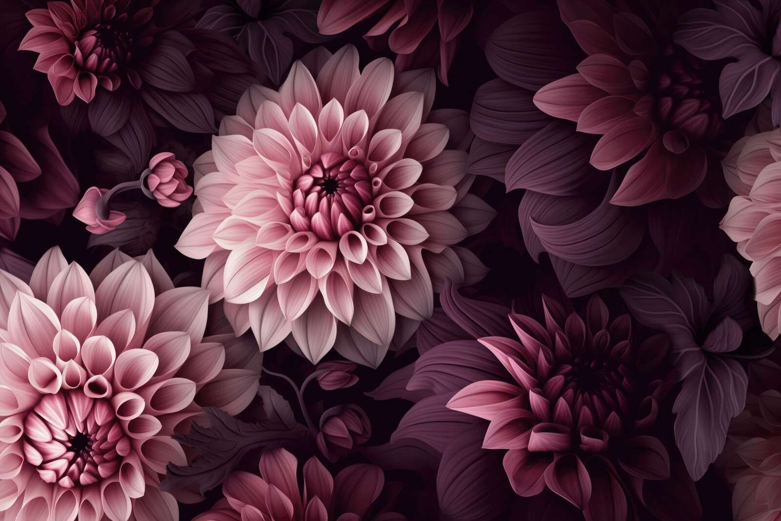 Prangende stemningsfulde dahlia-blomster, stemningsfuld pink