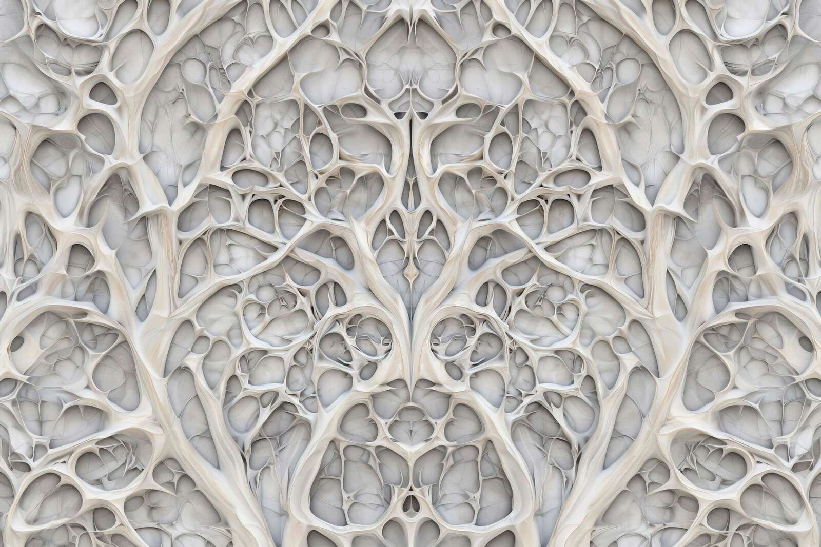 Fractal bone abstract ornaments ivory grey