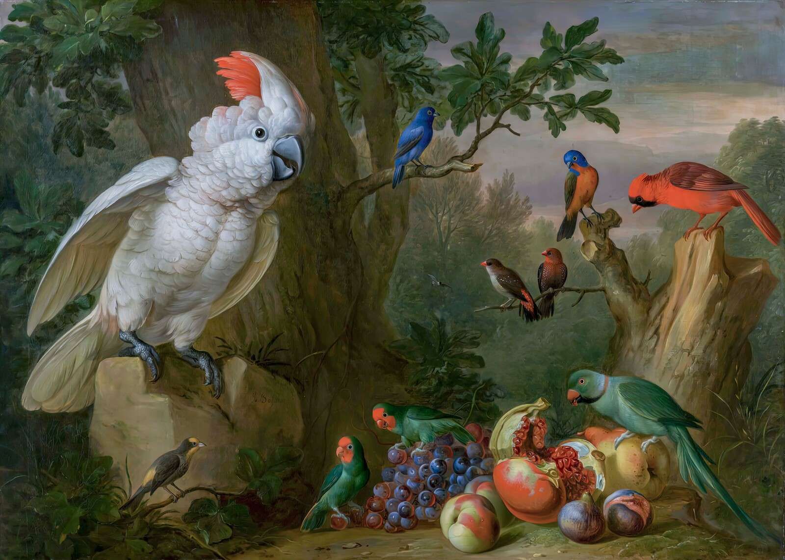 Tropical bird still life