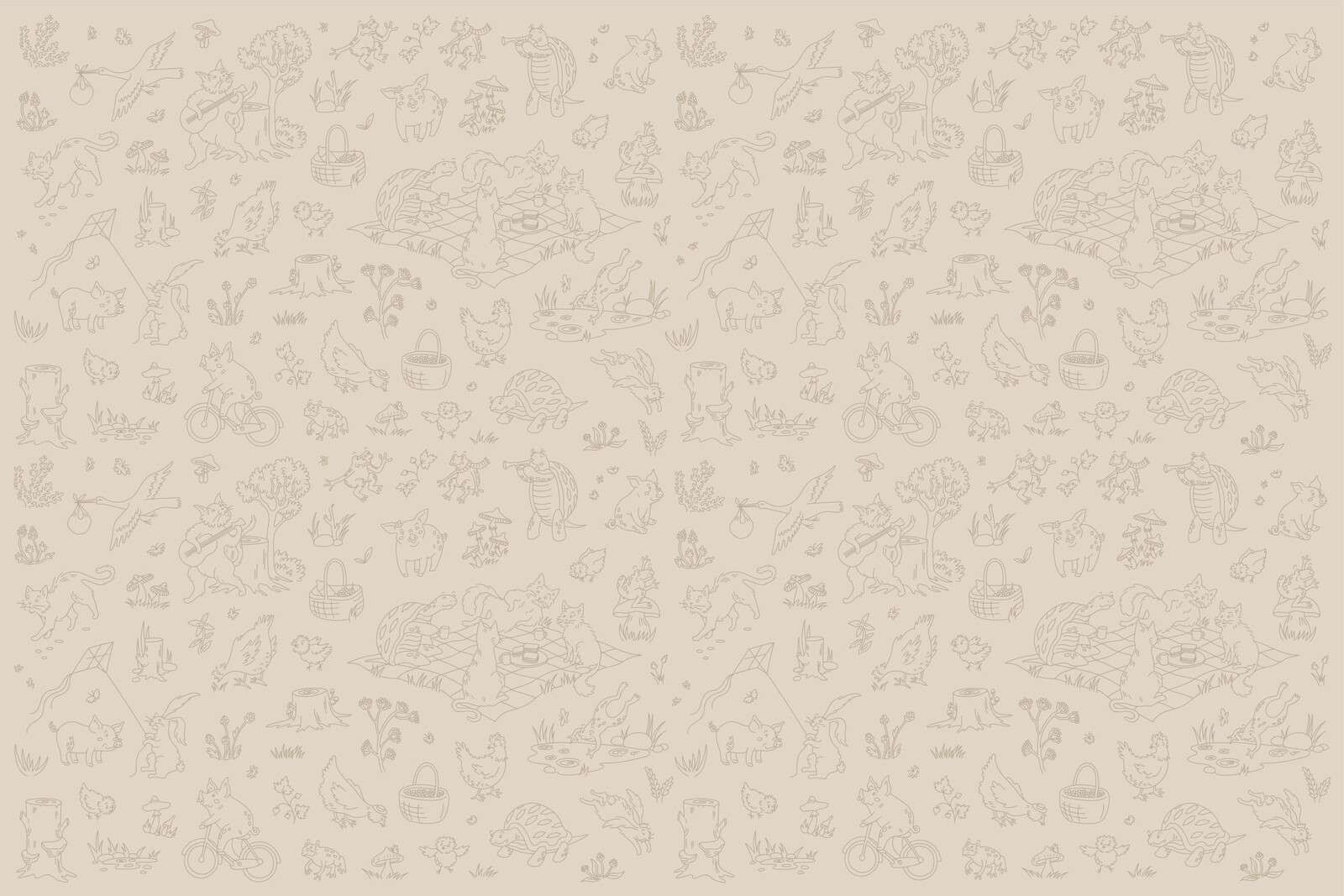 skogsdyr rolig beige og brun print