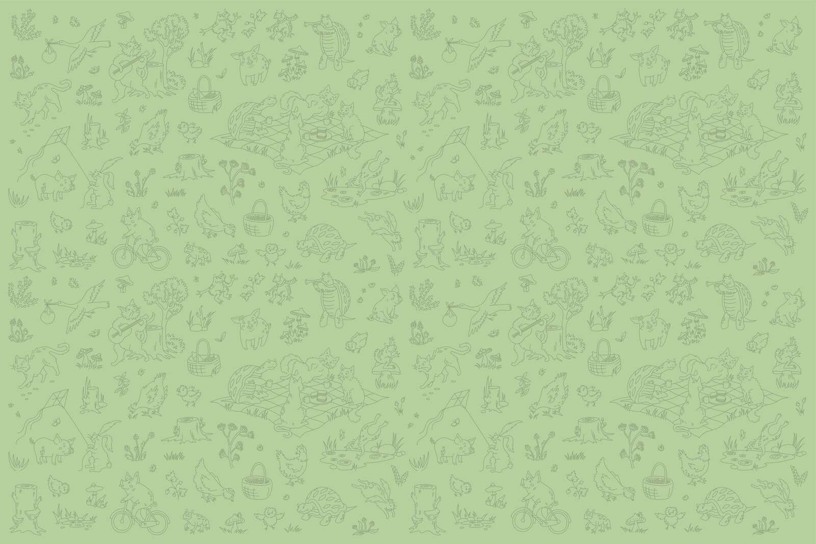 Skogsdjur lugn ljusgrön print