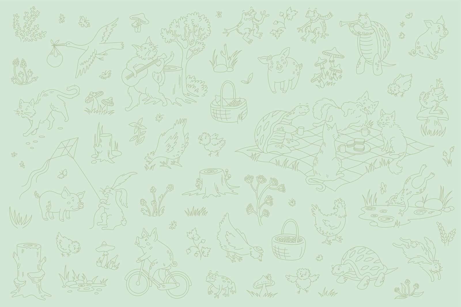Skog dyr rolig mintgrønt lys