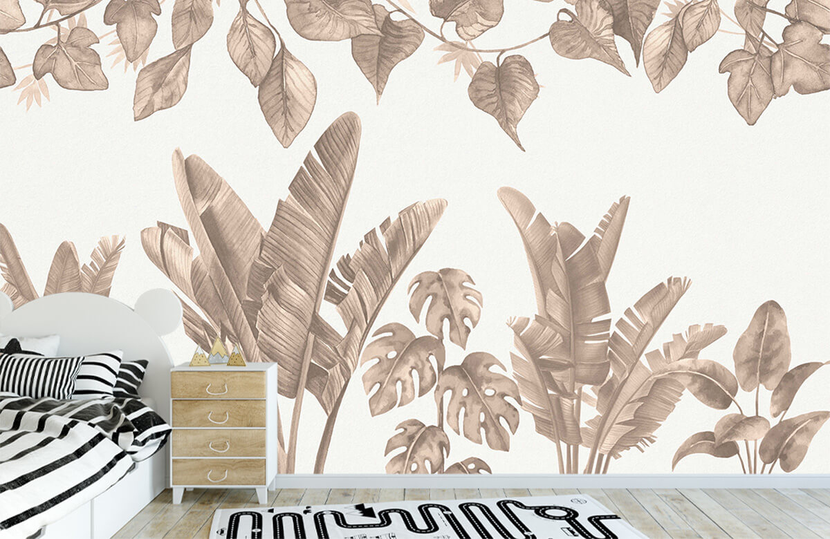 wallpaper Jungle leaves i taupe 1
